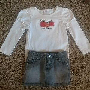2T girls shirt and skirt outfit